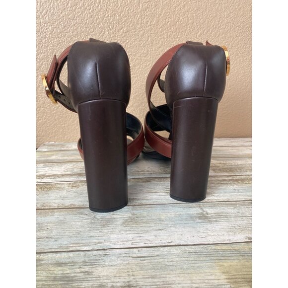 Tom Ford Brown Leather Strappy Block Heel Sandals Sz 39 Made in Italy - No Box - Picture 6 of 15